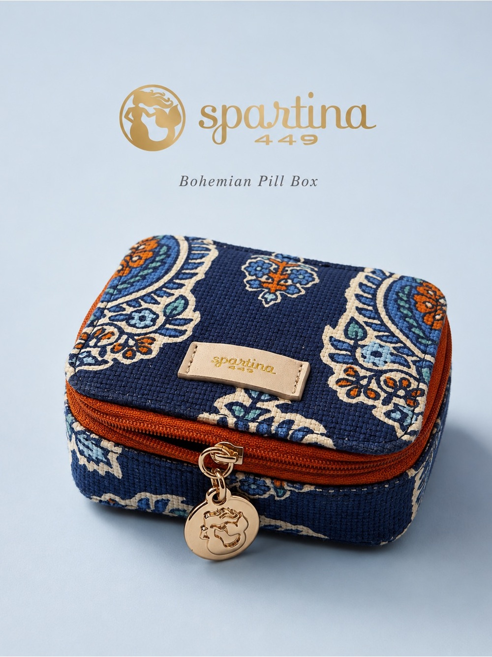 Spartina 449 Bohème Linen Leather Travel Pill Box NWOT